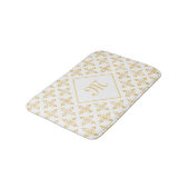 Luxury Monogram White en Gold Quatre Floral Badmat (Gekanteld)