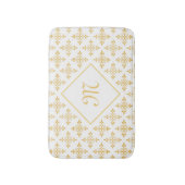 Luxury Monogram White en Gold Quatre Floral Badmat (Voorkant Verticaal)