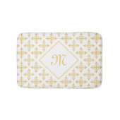 Luxury Monogram White en Gold Quatre Floral Badmat (Voorkant)