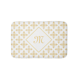 Luxury Monogram White en Gold Quatre Floral Badmat