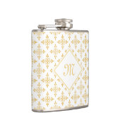 Luxury Monogram White en Gold Quatre Floral Heupfles (Rechts)