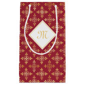 Luxury Monogram White en Gold Quatre Floral Klein Cadeauzakje (Voorkant)