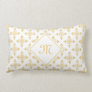 Luxury Monogram White en Gold Quatre Floral Kussen