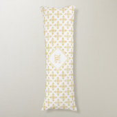 Luxury Monogram White en Gold Quatre Floral Lichaamskussen (Voorkant Verticaal)