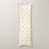 Luxury Monogram White en Gold Quatre Floral Lichaamskussen (Achterkant (Verticaal))