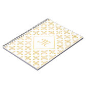Luxury Monogram White en Gold Quatre Floral Notitieboek (Linkerzijde)