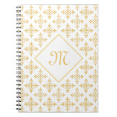 Luxury Monogram White en Gold Quatre Floral Notitieboek (Voorkant)