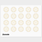 Luxury Monogram White en Gold Quatre Floral Ronde Sticker (Vel)