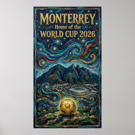 Luxury Monterrey Soccer Art 2026 City Stadium Poster
