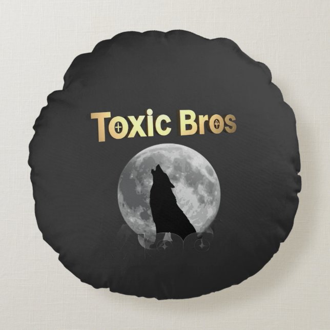 Luxury Moon Round Pillow, Toxic Bros Signature Rond Kussen (Voorkant)