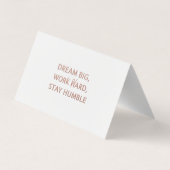 Luxury Motivational Quote Card - Dream Big Work Ha Visitekaartje (Achterkant)