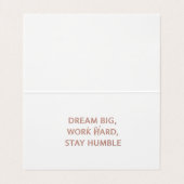 Luxury Motivational Quote Card - Dream Big Work Ha Visitekaartje (Binnenkant ongevouwen)