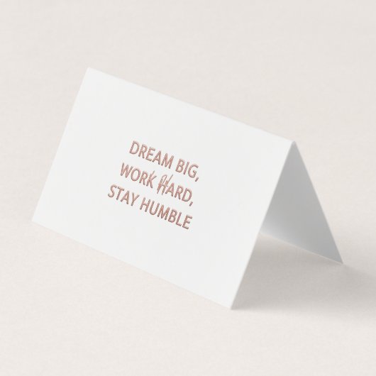 Luxury Motivational Quote Card - Dream Big Work Ha Visitekaartje (Voorkant)