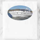 Luxury Motor Boat Ovale Sticker (Tas)
