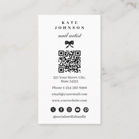 Luxury Nail Artist Beaty Salon Manicure QR Code  Visitekaartje (Achterkant)