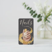 Luxury Nail Artist Manicurist Cloud Dancer Gold Visitekaartje (Staand voorkant)
