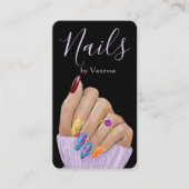 Luxury Nail Salon QR Code Modern Nail Tech Visitekaartje (Voorkant)