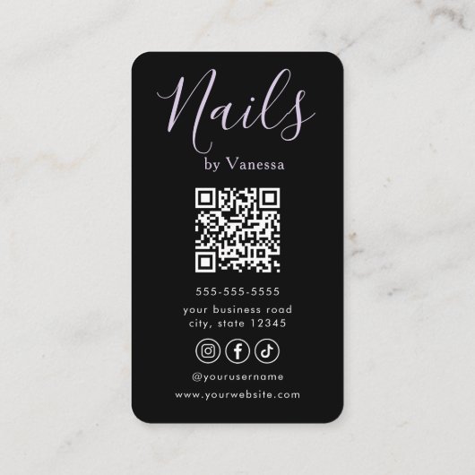 Luxury Nail Salon QR Code Modern Nail Tech Visitekaartje (Achterkant)