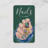 Luxury Nail Studio Dark Green Manicurist Artist Visitekaartje (Voorkant)