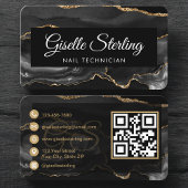 Luxury Nail Technician Black Gold QR Code Visitekaartje