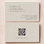 Luxury Natural Linen QR Code Visitekaartje