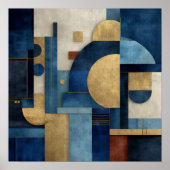 Luxury Navy Beige Gold Geometric Composition Poster (Voorkant)