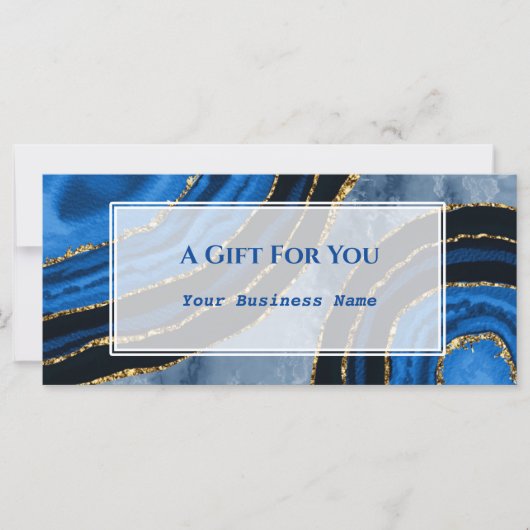 Luxury Navy Blue Agate Gilded Gift Certificate (Voorkant)
