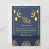 Luxury Navy Blue and Gold Mandala Iftar Dinner Kaart (Achterkant)