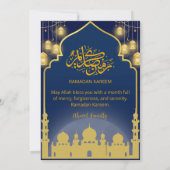 Luxury Navy Blue and Gold Mosque Iftar Dinner Kaart (Achterkant)