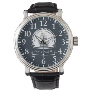 Luxury Navy Blue Boat Familienaam Horloge