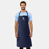 Luxury Navy Blue en Silver gepersonaliseerd monogr Schort (Gedragen)
