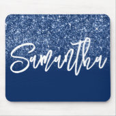Luxury Navy Blue Glitter Ombre gepersonaliseerd Muismat (Voorkant)