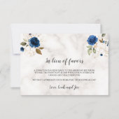Luxury Navy Blue Gold Floral In Lieu of Favors  Notitiekaartje (Voorkant)