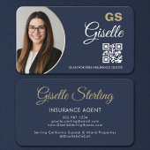 Luxury Navy Blue Gold Insurance Representative Visitekaartje