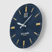 Luxury Navy Blue & Gold Minimalist Grote Klok (Hoek)