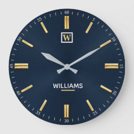 Luxury Navy Blue & Gold Minimalist Grote Klok
