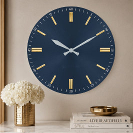 Luxury Navy Blue & Gold Minimalist Grote Klok