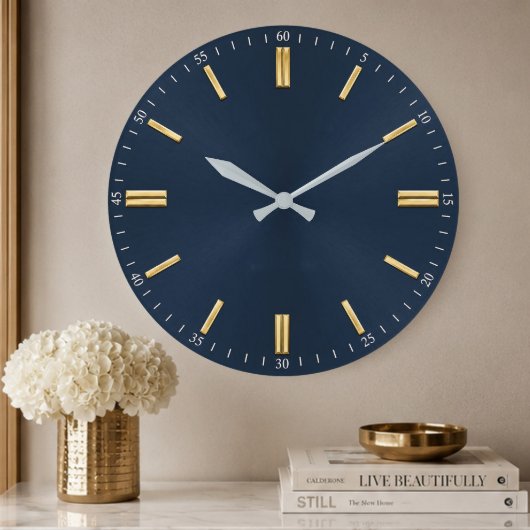 Luxury Navy Blue & Gold Minimalist Grote Klok