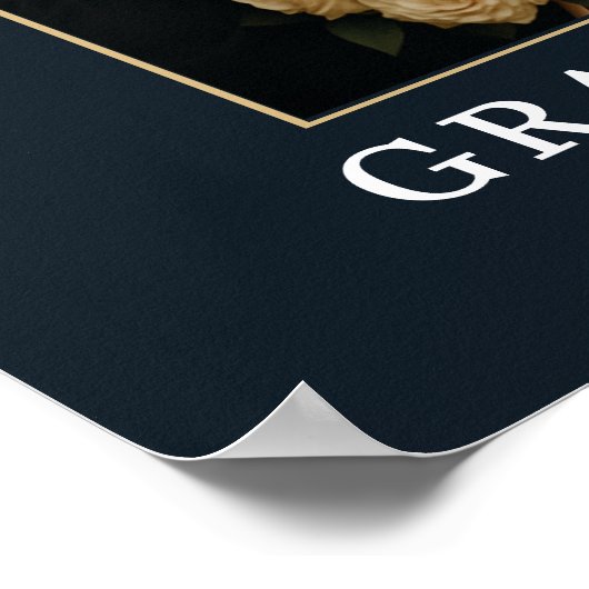 Luxury Navy Blue Gold Photo Wedding Welcome Sign  Poster (Hoek)