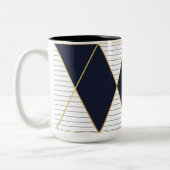 Luxury Navy Blue Gold Stripe Monogram Mok van twee (Links)