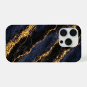 Luxury Navy Blue Marble Gold/Black Vein Phone Case iPhone Hoesje (Achterkant horizontaal)