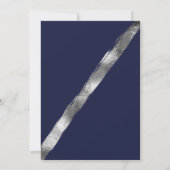 Luxury Navy Blue Silver-penseelrand bruiloft Kaart (Achterkant)