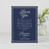 Luxury Navy Blue Wedding Bedankkaart (Staand voorkant)
