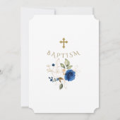 Luxury Navy Floral Gold Glitter Sparkles Baptisme Kaart (Achterkant)