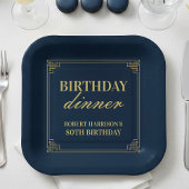 Luxury Navy & Gold 80th Birthday Party Papieren Bordje
