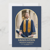 Luxury Navy & Gold Medical Graduation Invitation Kaart (Achterkant)