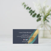 Luxury Navy Gold Teal Watercolor Business Card Visitekaartje (Staand voorkant)