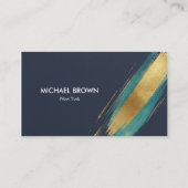 Luxury Navy Gold Teal Watercolor Business Card Visitekaartje (Achterkant)