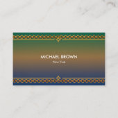 Luxury Navy Gold Teal Watercolor Business Card Visitekaartje (Achterkant)