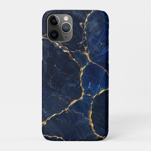 Luxury Navy Marble Gold Monogram Business Branding Case-Mate iPhone Case (Achterkant)